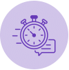 stopwatch and speech bubble