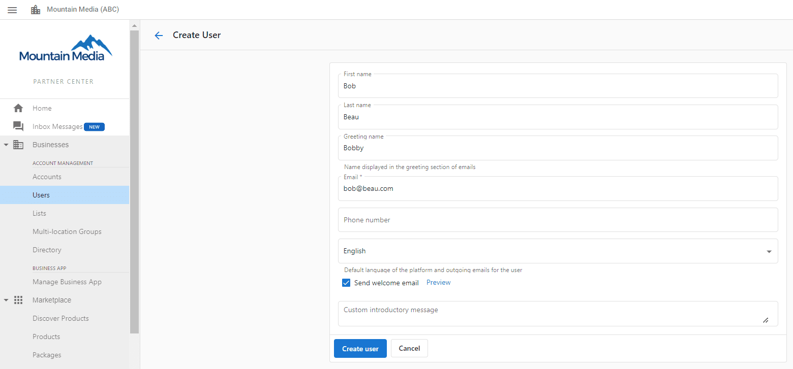 Create users