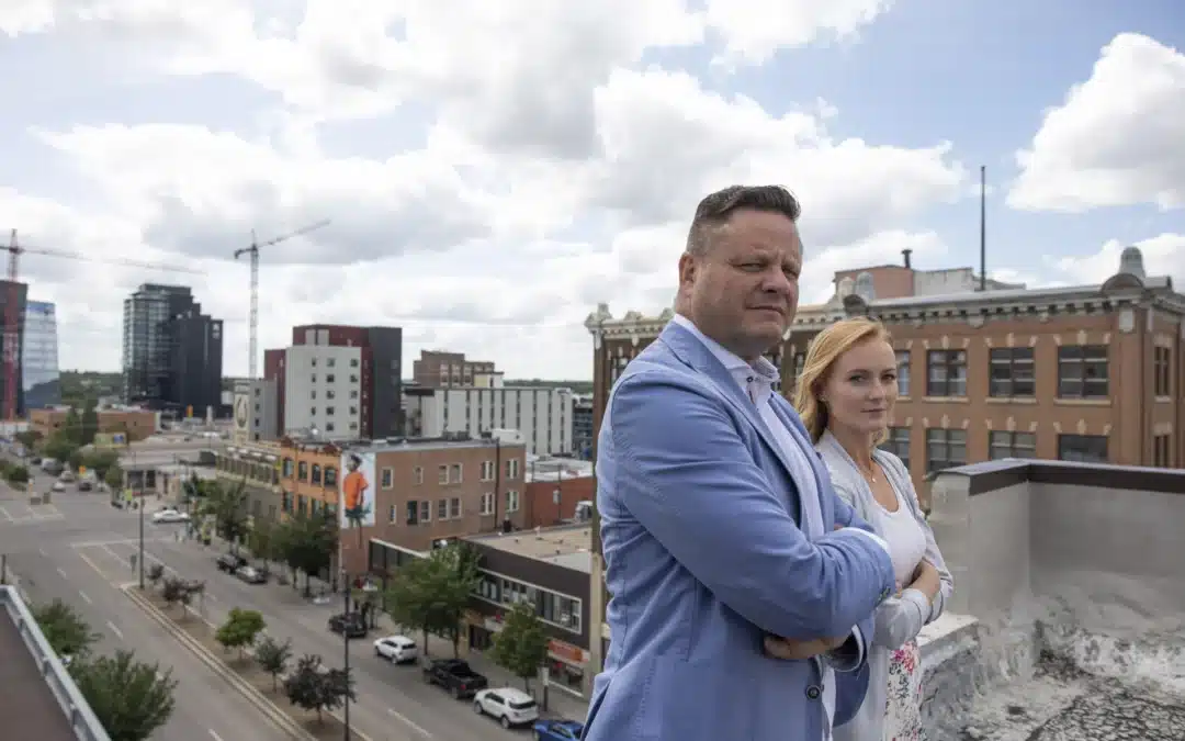 Brendan King and Jacqueline Cook of the Saskatoon-based small business software company Vendasta, stand for a portrait at their main office in Saskatoon, Sk on July 9th, 2019. Kayle Neis/The Globe and Mail