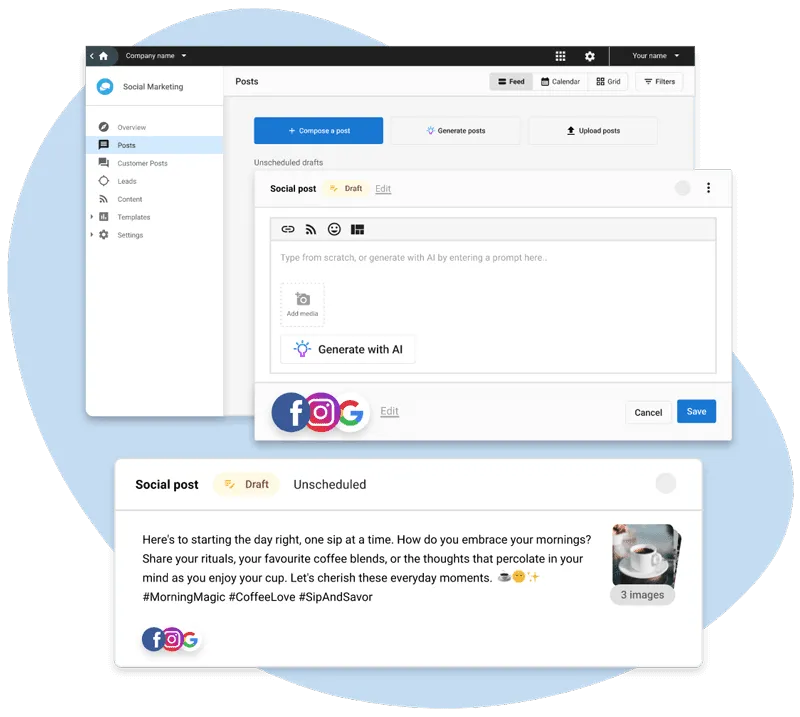 social marketing post message