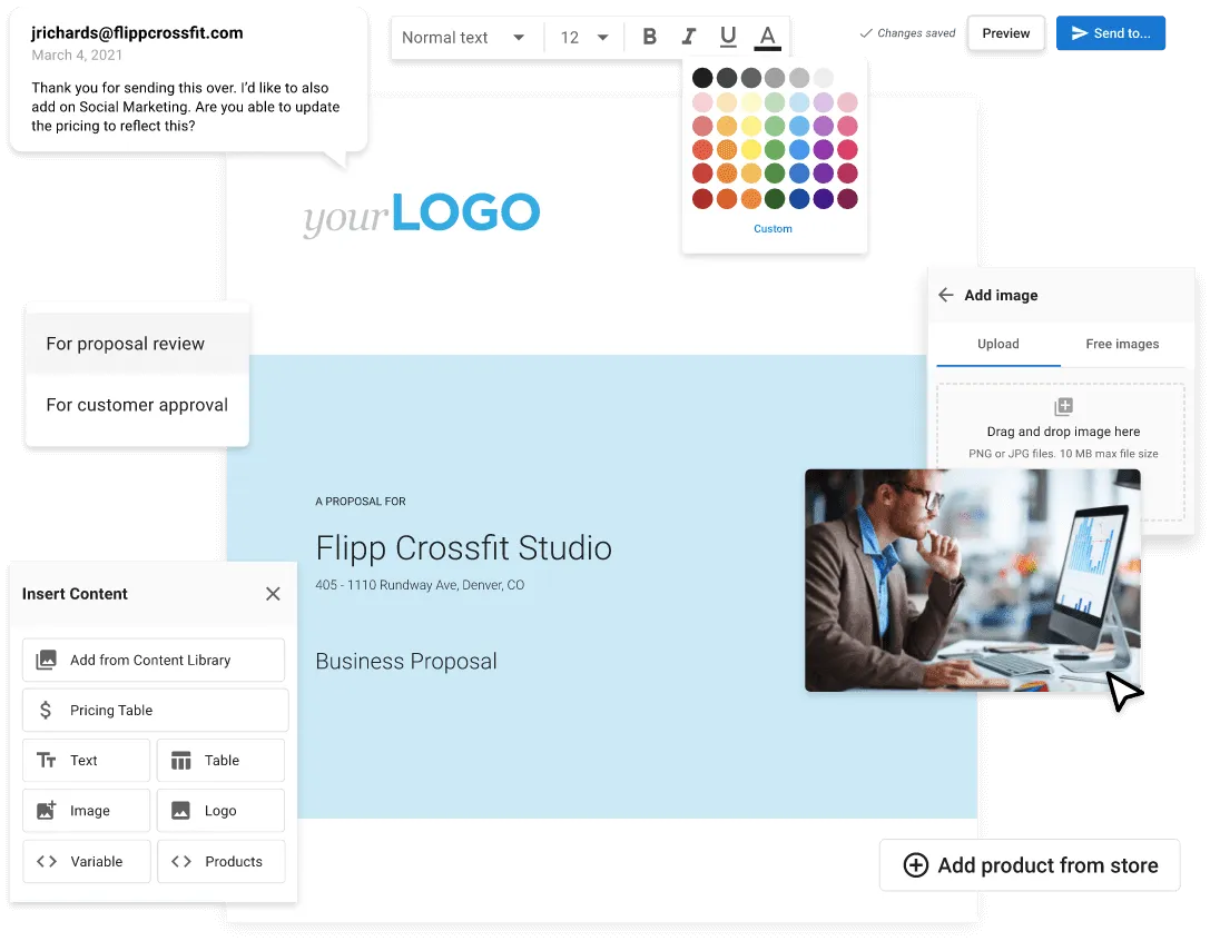 Instantly create, send,<br />
& track sales proposals