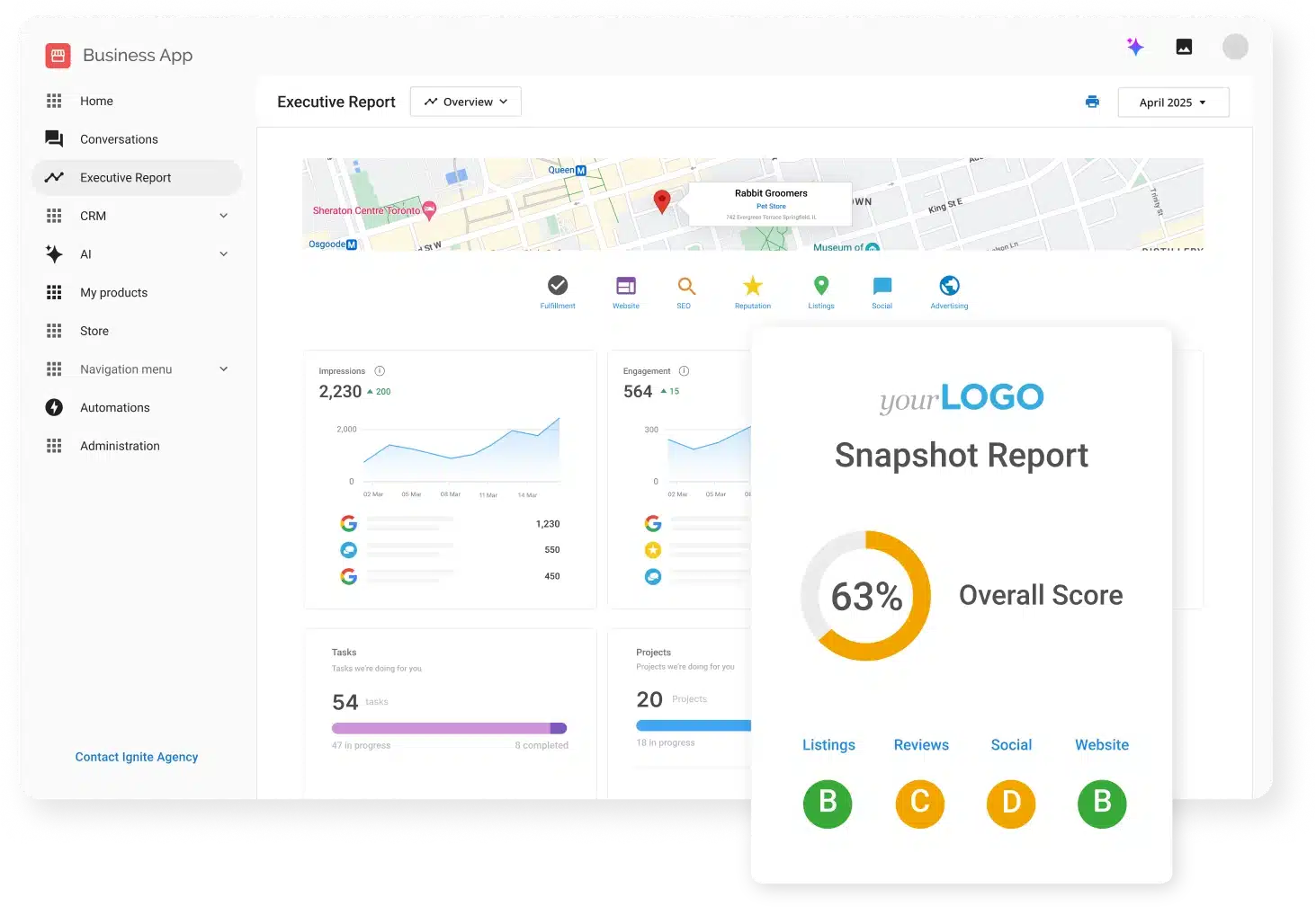 Business App Executive Report, Vendasta Snapshot report