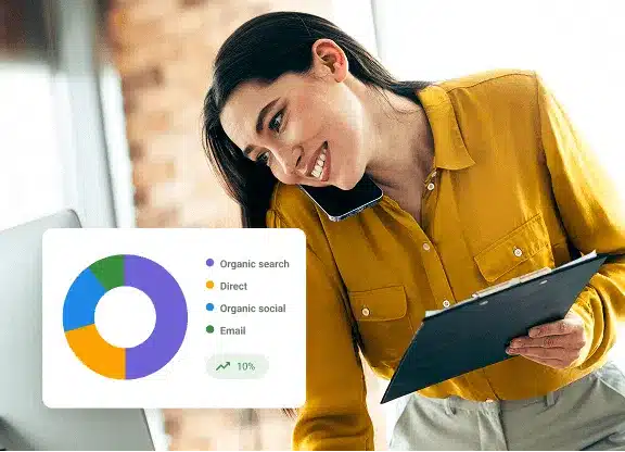 Business owner reviewing website traffic and performance