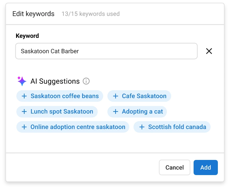 keyword builder form